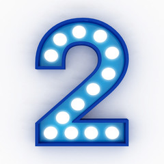 bulb neon sign number 3d render