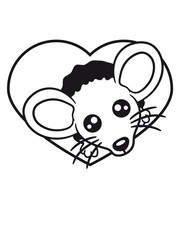 form herz liebe i love loch wand mauseloch kopf gesicht maus süß niedlich klein nager hamster comic cartoon clipart