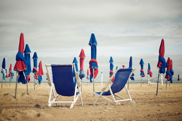 Deauville beach view - obrazy, fototapety, plakaty