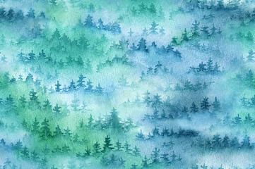 Plaid mouton avec motif Forêt Forêt dans le brouillard