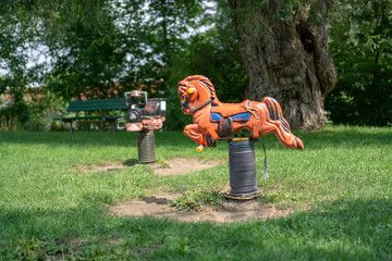 Horse and train spring rides at public park