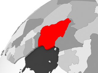 Nigeria on grey political globe