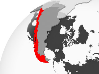 Chile on grey political globe