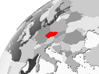 Czech republic on grey political globe