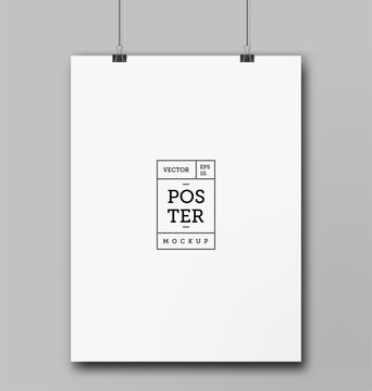 Realistic Blank Poster mockup. Poster template. Vector illustration. 