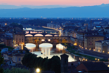 Fototapeta na wymiar Florence Arno river and bridges