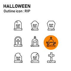 Halloween outline icon : RIP set 