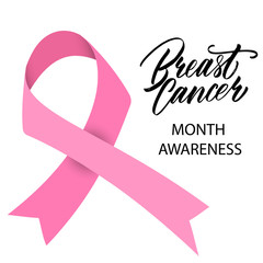 Breast Cancer - calligraphic sign. Vector illustration.