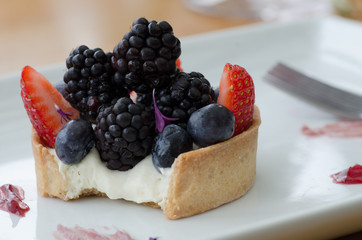 Closeup of gourmet berry tart