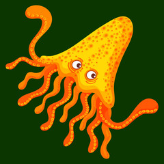 sea animals of simple color illustrations