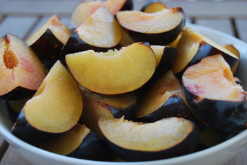 Sliced Red Plums