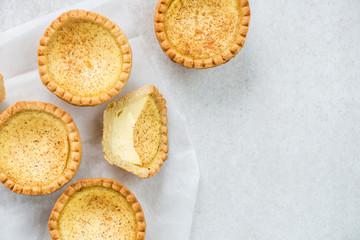 Egg Custard Tart, traditional English, Portuguese, Chinese desse