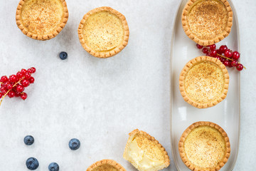 Egg Custard Tart, traditional English, Portuguese, Chinese desse