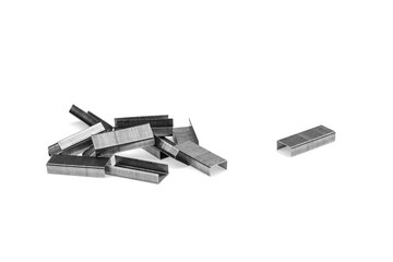 pile of a metal clips for stapler isolated on white background.