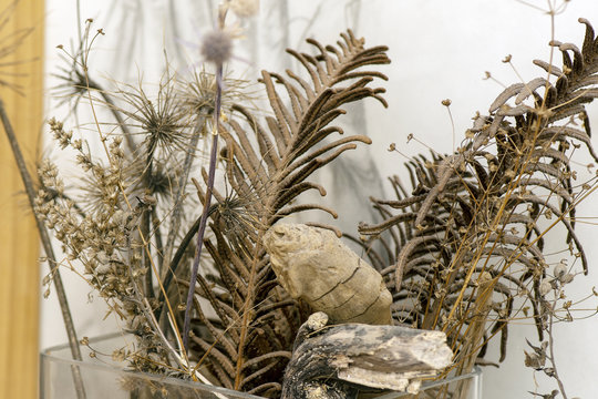 bouquet of dried flowers in a vase
