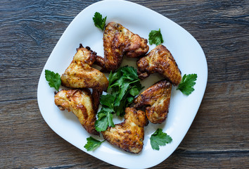 Top view. Hot and spicy buffalo chicken wings