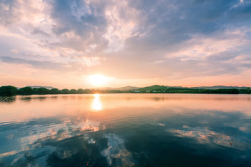 Sunset over Hongsong Lake