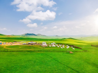 Naklejka premium Aerial photography Ulan Buddhism grassland