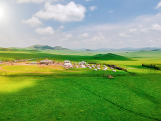 Naklejka premium Aerial photography Ulan Buddhism grassland