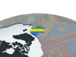 Gabon with flag on globe