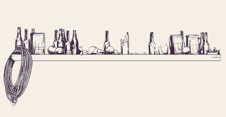 Bar stand with bottles