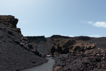 Entrance of 'El Cuervo' volcan, Lanzarote, Spain