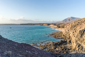 Fototapeta na wymiar Dusk in Papagayo coast, Lanzarote, Spain