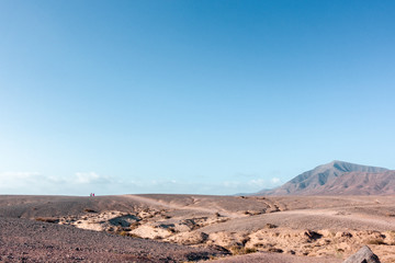 Landscape of volcanic desert of  Lanzarote, Spain