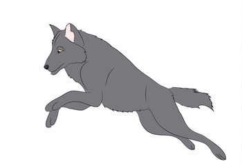 wolf runs, image color, vector