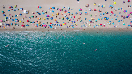 Aerial view of the sandy beach
