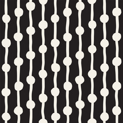 Hand drawn seamless pattern. Abstract geometric shapes background in black and white. Vector ethnic style texture.
