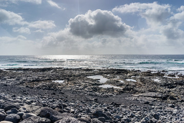 Landscape of typical Canary beach, Lanzarote, Spain