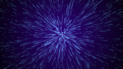 Fototapeta premium Hyper jump. Abstract geometric background. Circular geometric pattern. Starburst dynamic lines.