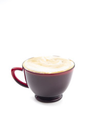 Coffee in a Red Transparent Mug on a White Background
