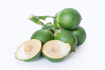fresh betel nuts, Betel palm isolated on white background with clipping path