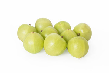 Indian gooseberry or Amla (Phyllanthus emblica) isolated on white background with clipping path