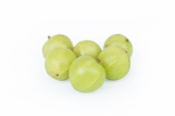 Indian gooseberry or Amla (Phyllanthus emblica) isolated on white background with clipping path
