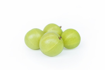 Indian gooseberry or Amla (Phyllanthus emblica) isolated on white background with clipping path