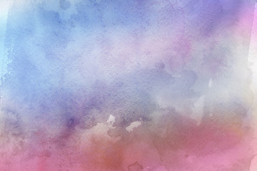 Colorful watercolor ombre leaks and splashes texture on white watercolor paper background. Natural organic shapes and design. © artistmef