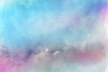 Colorful watercolor ombre leaks and splashes texture on white watercolor paper background. Natural organic shapes and design. © artistmef