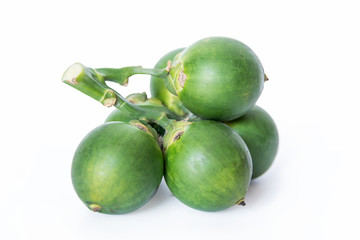 fresh betel nuts, Betel palm isolated on white background with clipping path