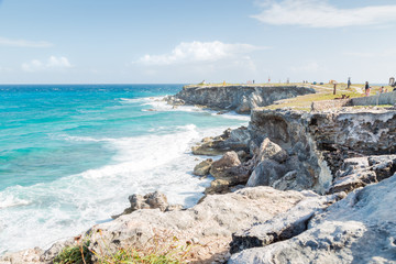 Ocean cliffs overlooking the Caribbean on Isla Mujeres.