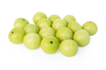 Indian gooseberry or Amla (Phyllanthus emblica) isolated on white background with clipping path