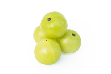 Indian gooseberry or Amla (Phyllanthus emblica) isolated on white background with clipping path