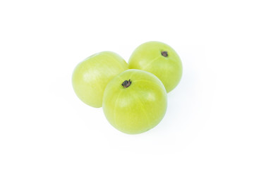 Indian gooseberry or Amla (Phyllanthus emblica) isolated on white background with clipping path
