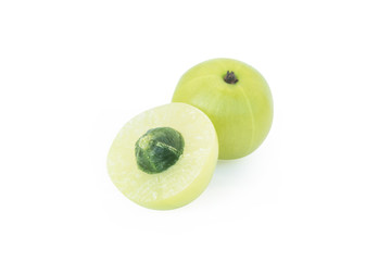 Indian gooseberry or Amla (Phyllanthus emblica) isolated on white background with clipping path