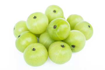 Indian gooseberry or Amla (Phyllanthus emblica) isolated on white background with clipping path