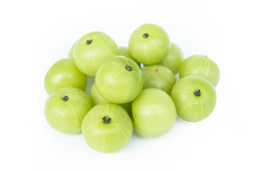 Indian gooseberry or Amla (Phyllanthus emblica) isolated on white background with clipping path