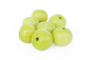 Indian gooseberry or Amla (Phyllanthus emblica) isolated on white background with clipping path