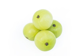 Indian gooseberry or Amla (Phyllanthus emblica) isolated on white background with clipping path